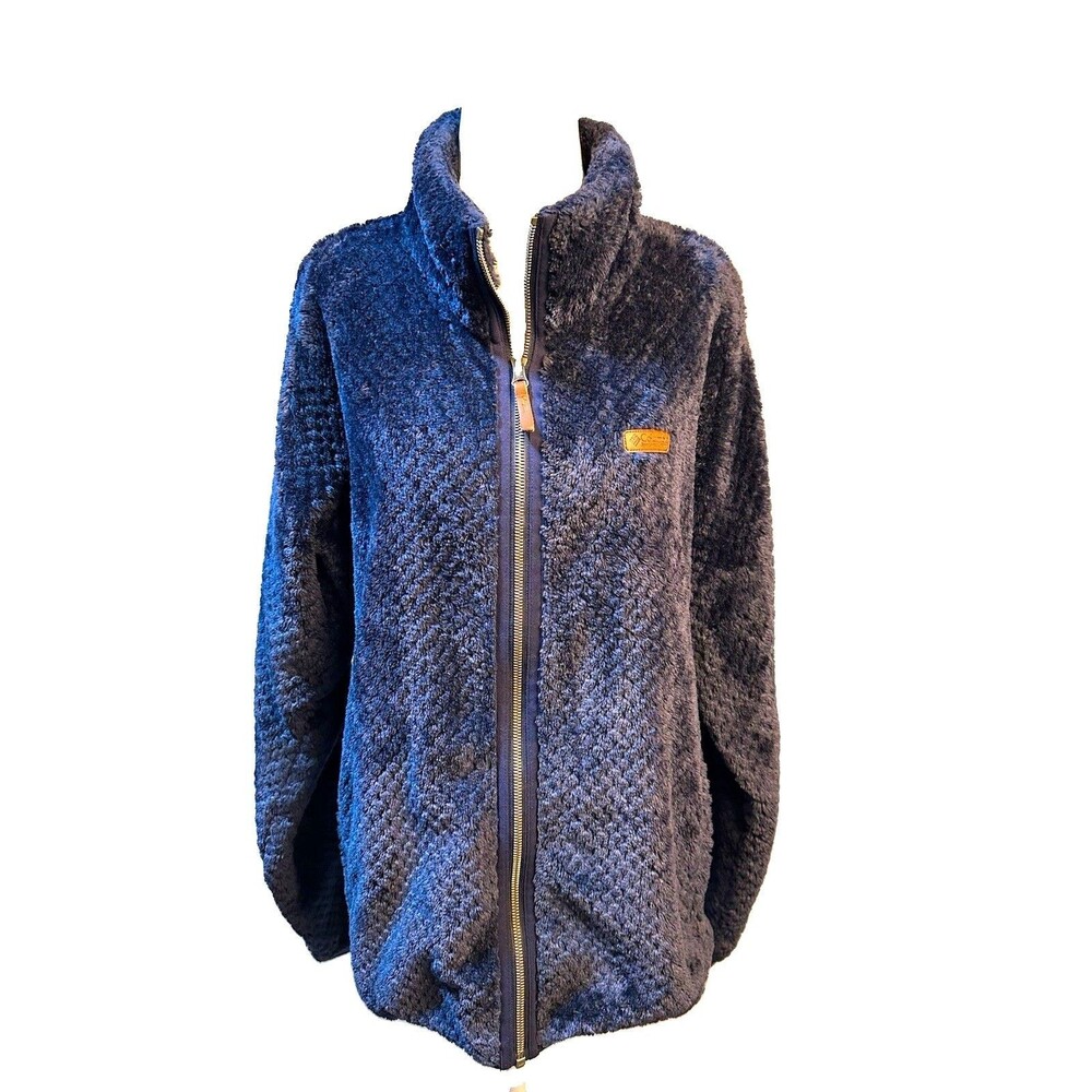 Columbia Women's Blue Full Zip Fleece Jacket Mid-Length Long Sleeve Pockets  XL